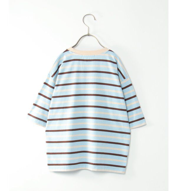 ikka kids「6分袖ボーダーゆるTシャツ（120~160cm）」|Tシャツ・カットソー|