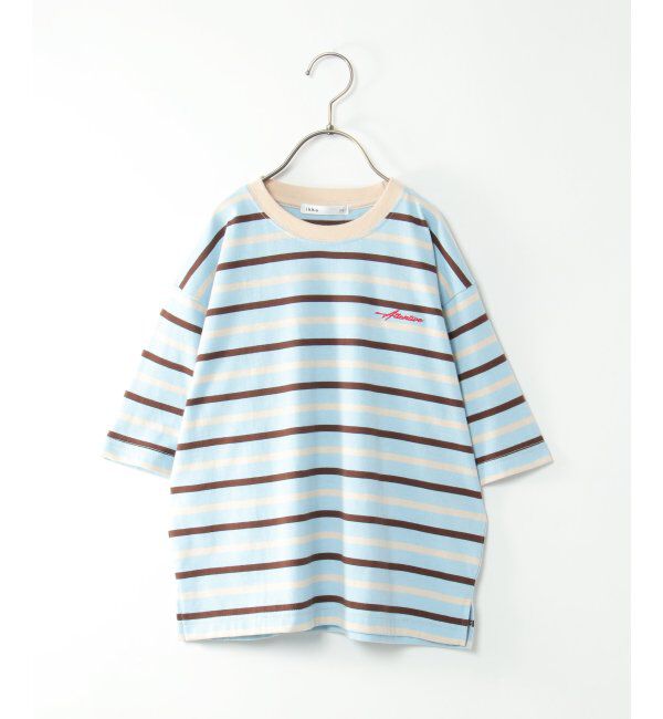 ikka kids「6分袖ボーダーゆるTシャツ（120~160cm）」|Tシャツ・カットソー|