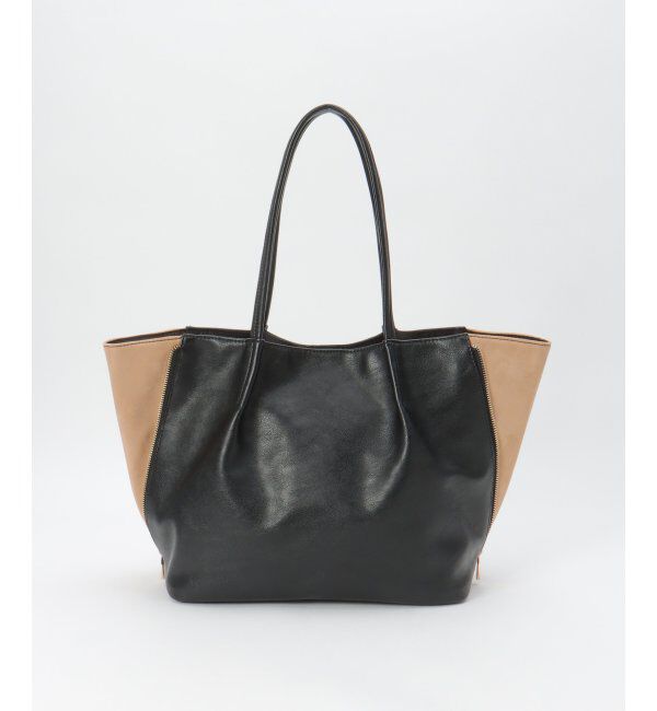 ikka「バイカラーサイド切り替えトートバッグ」|その他|ブラック