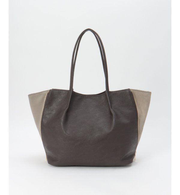 ikka「バイカラーサイド切り替えトートバッグ」|その他|グリーン