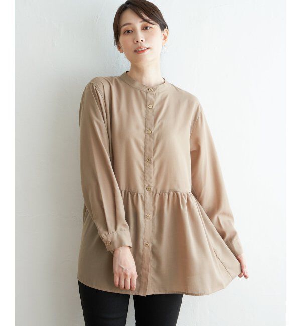 ikka「ウエストギャザー切り替えシャツ」|シャツ・ブラウス|