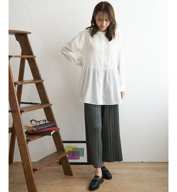 ikka「ウエストギャザー切り替えシャツ」|シャツ・ブラウス|