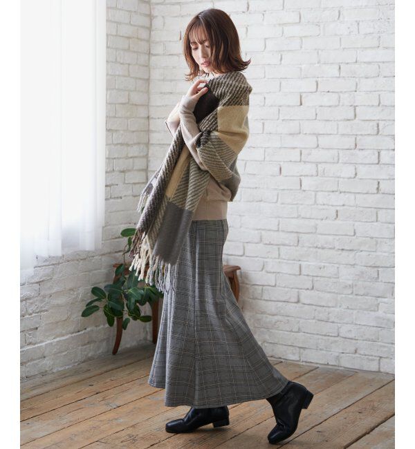 ikka「ブロックチェックマフラー」|マフラー|