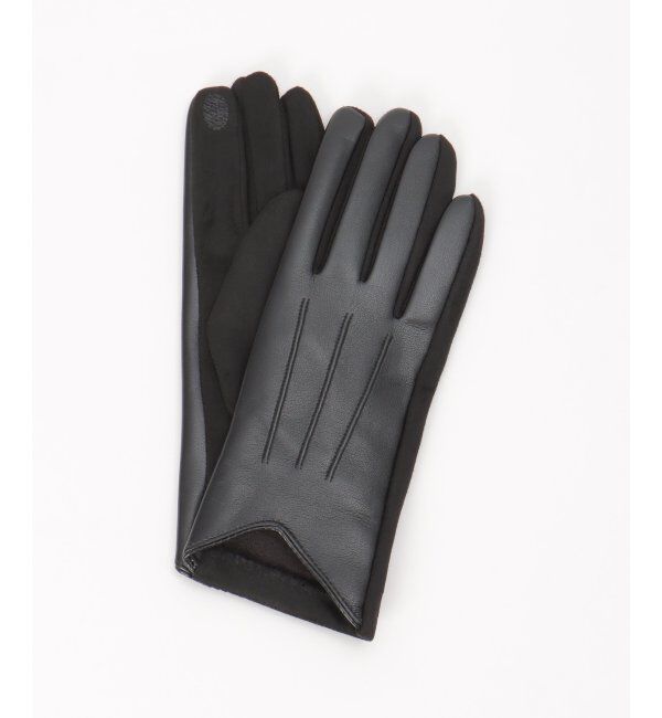 ikka「エコレザーライン入りグローブ」|手袋|