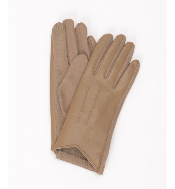 ikka「エコレザーライン入りグローブ」|手袋|