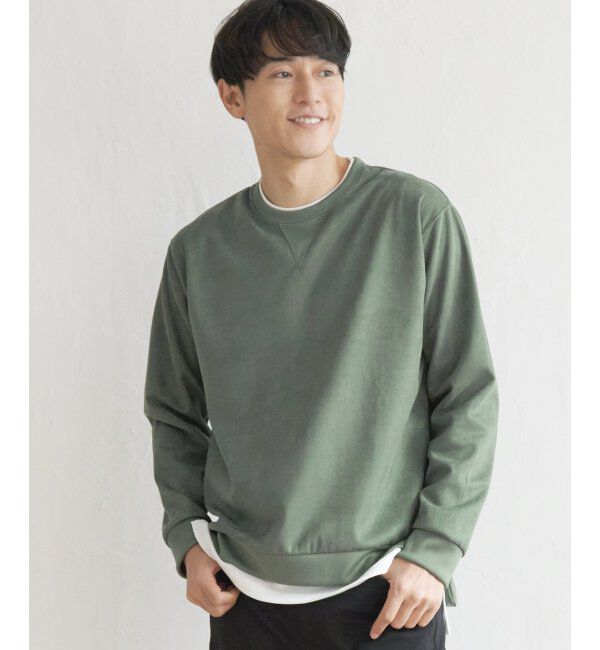 ikka「セイケツフェイクスエードレイヤード」|パーカー|グリーン