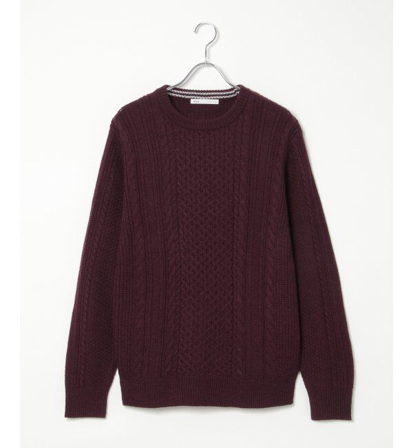 ikka「抗菌アランケーブルリサイクルニット」|プルオーバー|