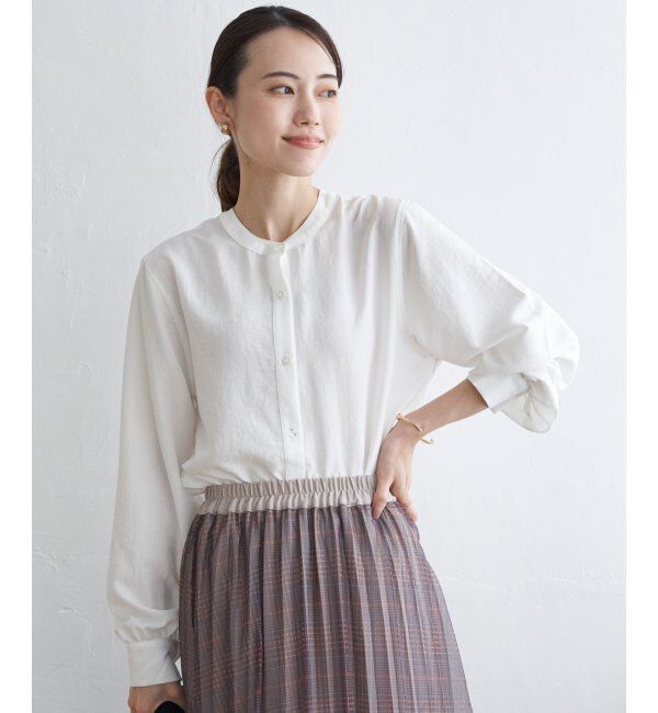 ikka「前後2WAYバンドカラーシャツ」|シャツ・ブラウス|オフホワイト