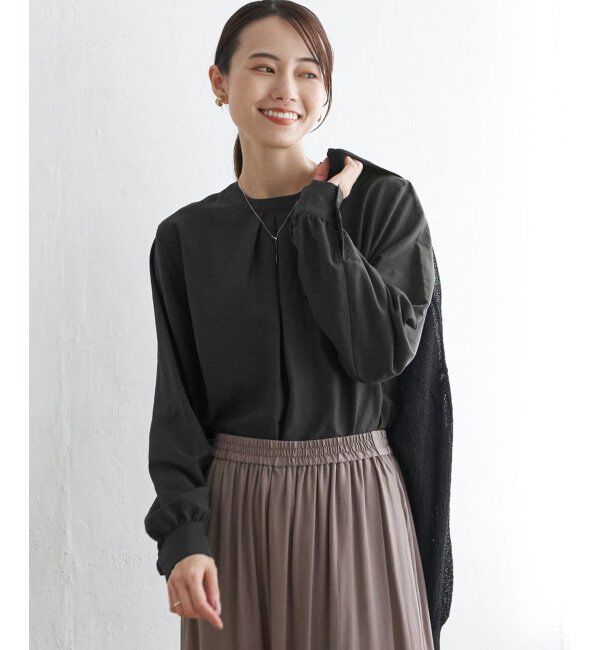 ikka「前後2WAYバンドカラーシャツ」|シャツ・ブラウス|チャコール