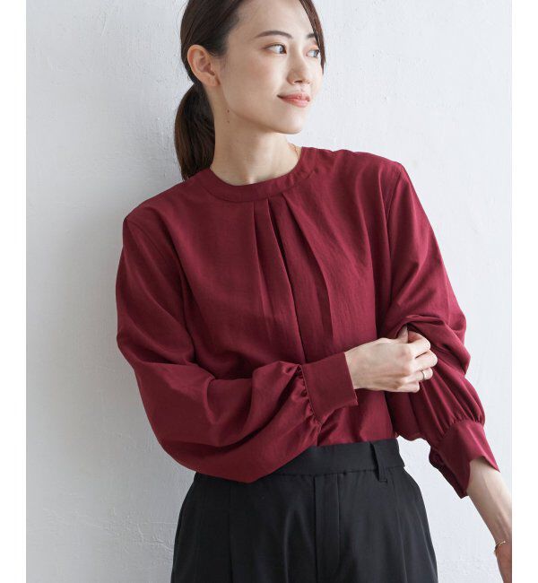 ikka「前後2WAYバンドカラーシャツ」|シャツ・ブラウス|ボルドー