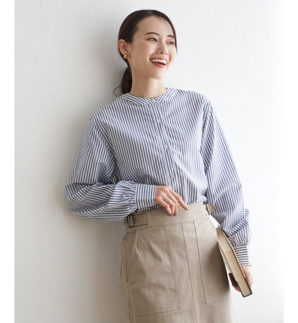 ikka「前後2WAYバンドカラーシャツ」|シャツ・ブラウス|ブルー