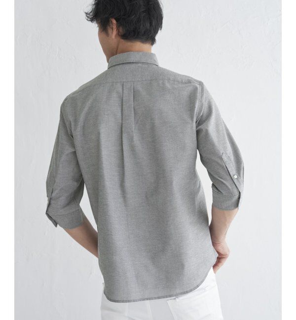 ikka「7分袖オックスブロックスチェック切り替えシャツ」|シャツ・ブラウス|