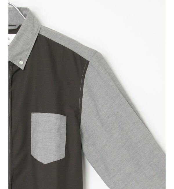 ikka「7分袖オックスブロックスチェック切り替えシャツ」|シャツ・ブラウス|