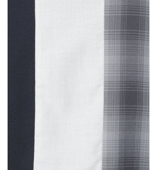 ikka「7分袖オックスブロックスチェック切り替えシャツ」|シャツ・ブラウス|