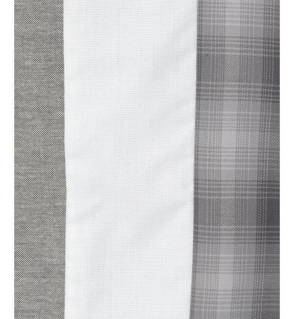 ikka「7分袖オックスブロックスチェック切り替えシャツ」|シャツ・ブラウス|