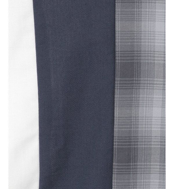 ikka「7分袖オックスブロックスチェック切り替えシャツ」|シャツ・ブラウス|