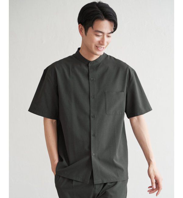 ikka「【セットアップ対応】Reflax(R) リラックスバンドカラーシャツ」|シャツ・ブラウス|グリーン