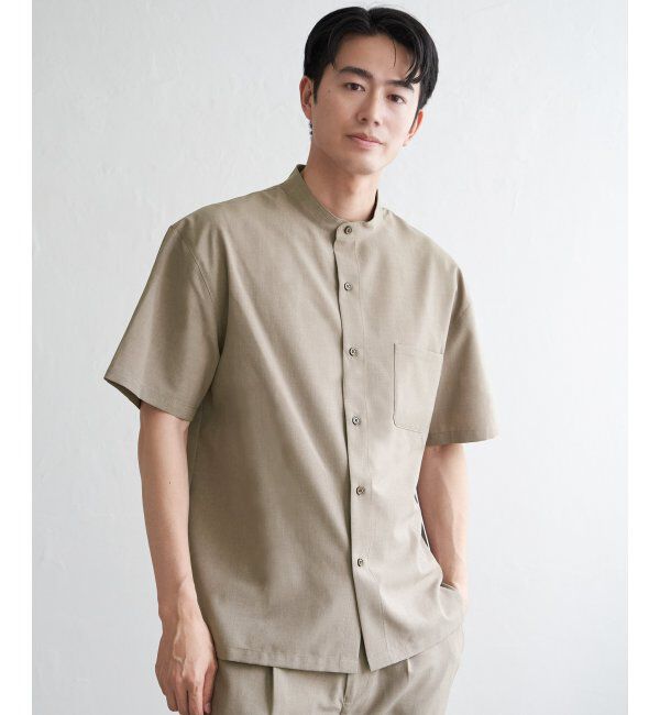 ikka「【セットアップ対応】Reflax(R) リラックスバンドカラーシャツ」|シャツ・ブラウス|ベージュ