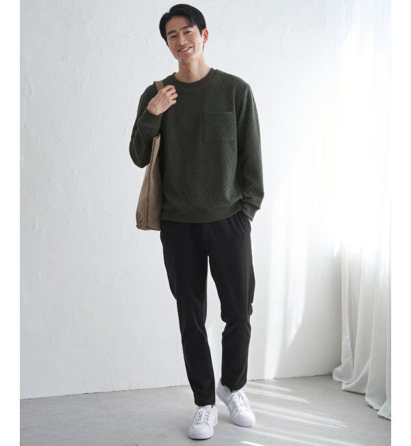 ikka「フクレジャカードポケ付きクルーネックプルオーバー」|パーカー|