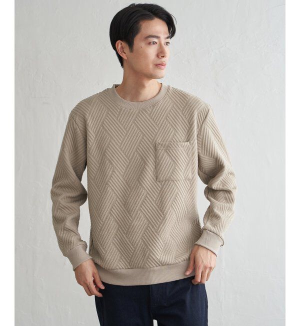 ikka「フクレジャカードポケ付きクルーネックプルオーバー」|パーカー|