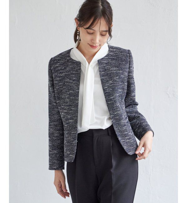 IKKA LOUNGE「【フォーマル対応】ファンシーツイードジャケット」|その他|ネイビーブルー