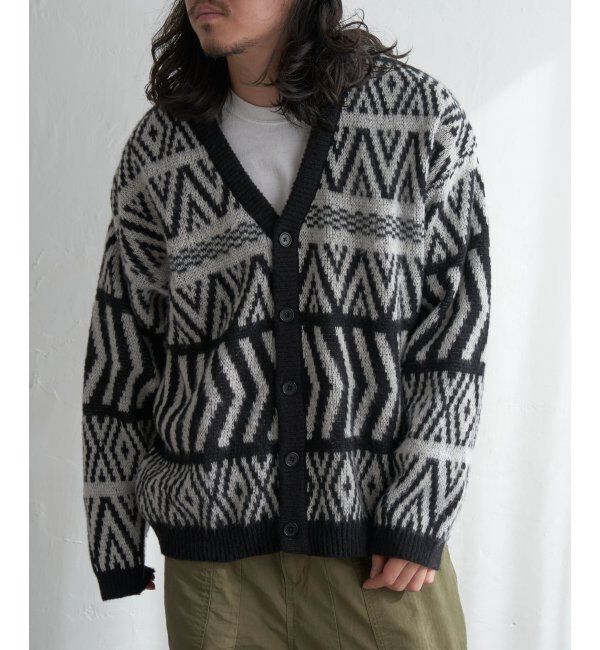 VENCE share style「総柄ニットVカーディガン」|カーディガン|ホワイト