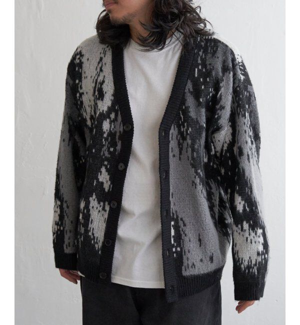 VENCE share style「総柄ニットVカーディガン」|カーディガン|ブラック