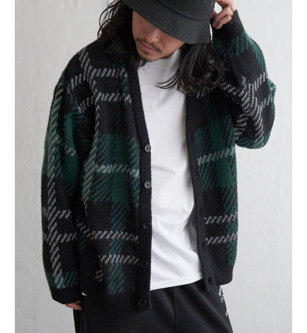 VENCE share style「総柄ニットVカーディガン」|カーディガン|Dkグリーン