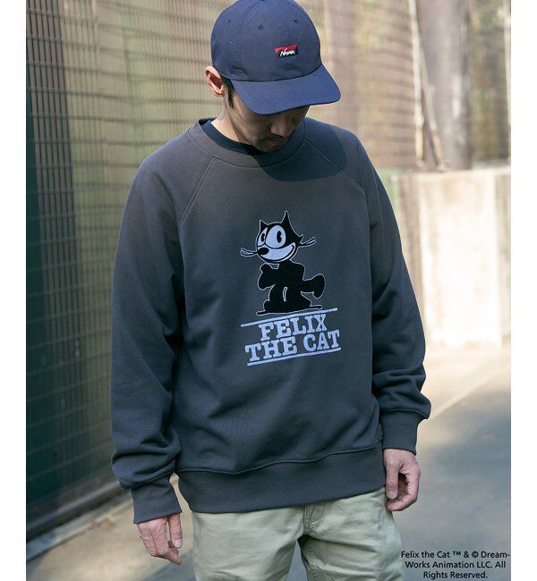 VENCE share style「Felix the cat フィリックス・ザ・キャット ラグランフロッキートレーナー」|スウェット・ジャージ|チャコール