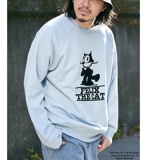VENCE share style「Felix the cat フィリックス・ザ・キャット ラグランフロッキートレーナー」|スウェット・ジャージ|ブルー