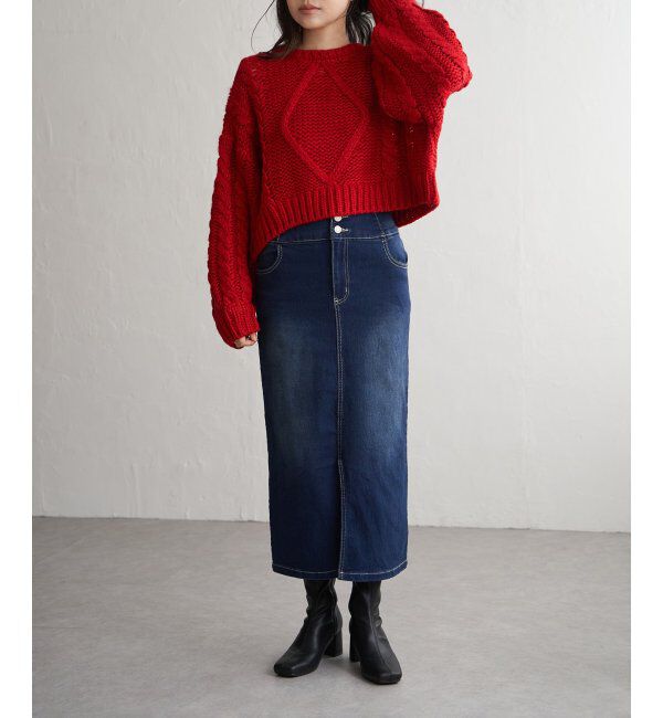 VENCE share style「ハイウエストナローデニムタイトスカート」|スカート|