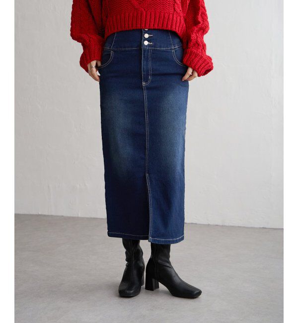 VENCE share style「ハイウエストナローデニムタイトスカート」|スカート|
