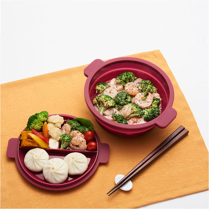 BACKYARD FAMILY「シリコンスチーマー 通販 シリコン スチーマー 丸型 角型 折りたたみ 蓋付き フタがお皿になる」|食器・キッチングッズ|