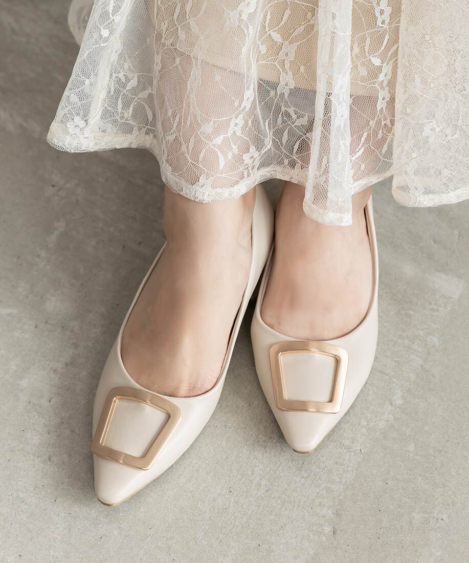  「スクエアゴールドパーツパンプス」|パンプス|