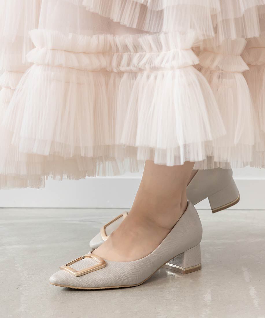  「スクエアゴールドパーツパンプス」|パンプス|