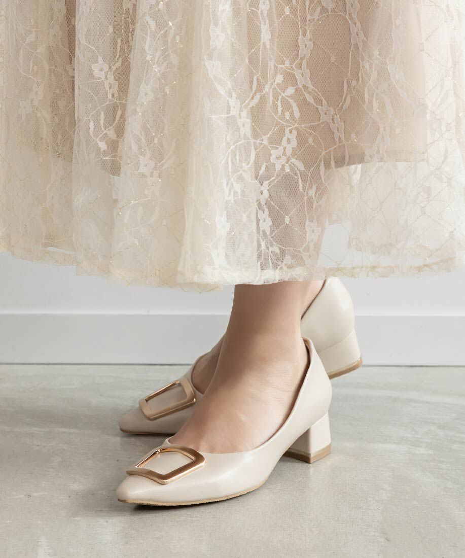  「スクエアゴールドパーツパンプス」|パンプス|