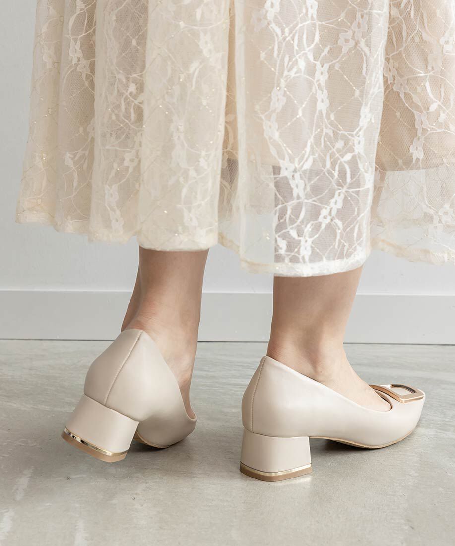  「スクエアゴールドパーツパンプス」|パンプス|