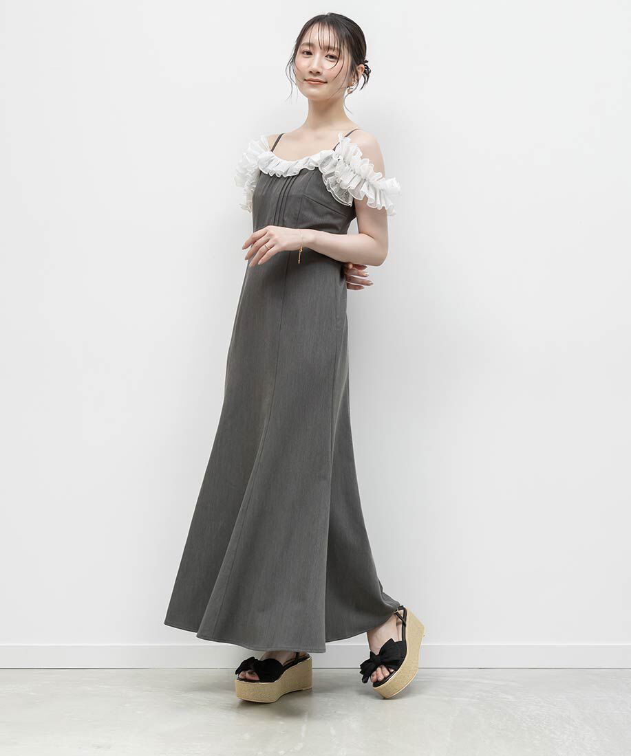  「プリーツリボンデザインウェッジサンダル」|サンダル|