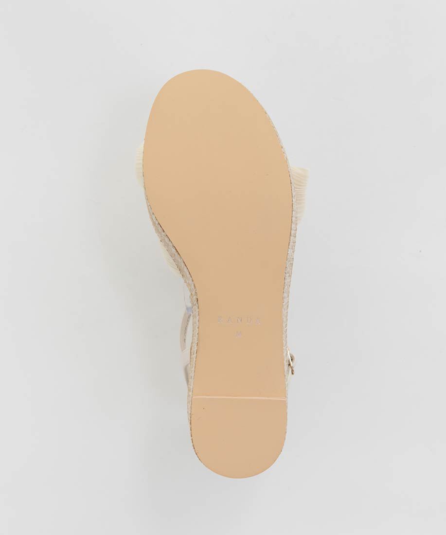  「プリーツリボンデザインウェッジサンダル」|サンダル|