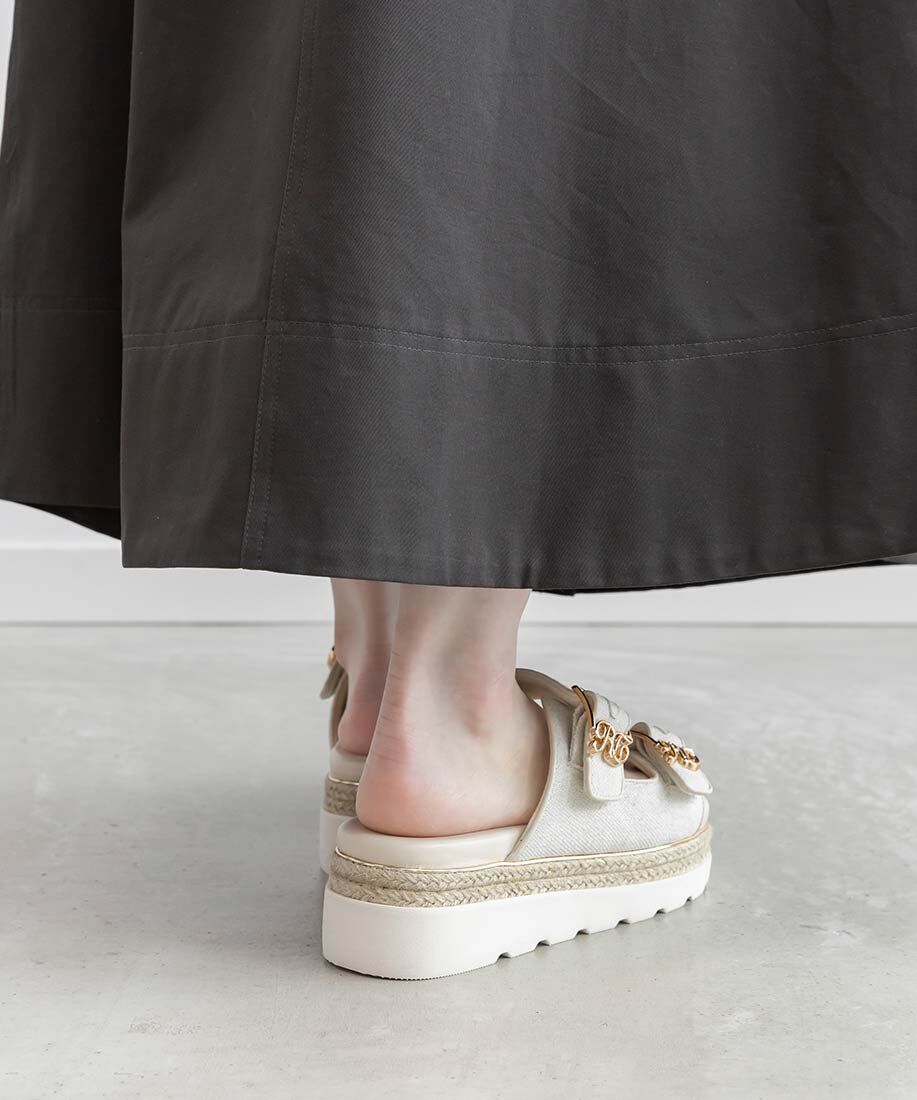  「モノグラムバックルダブルベルトサンダル」|サンダル|