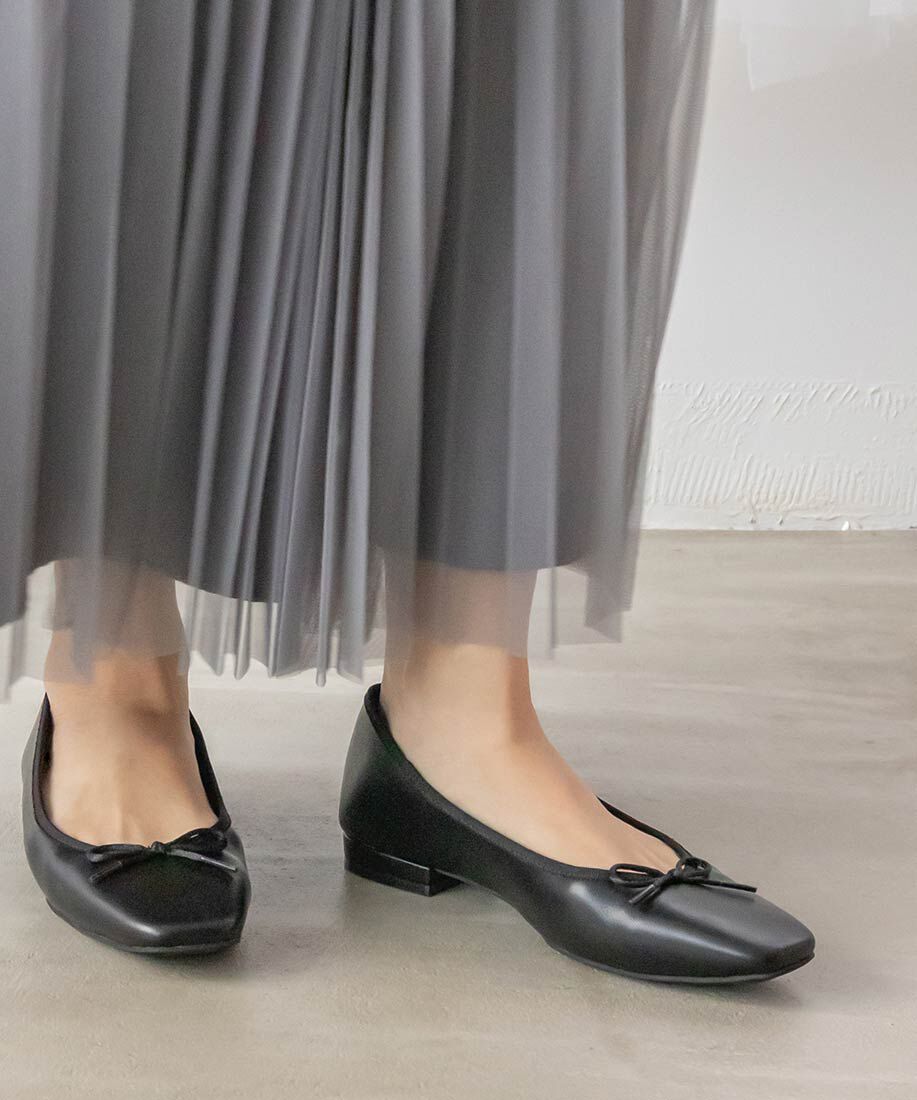  「スクエアトゥバレエシューズ」|パンプス|