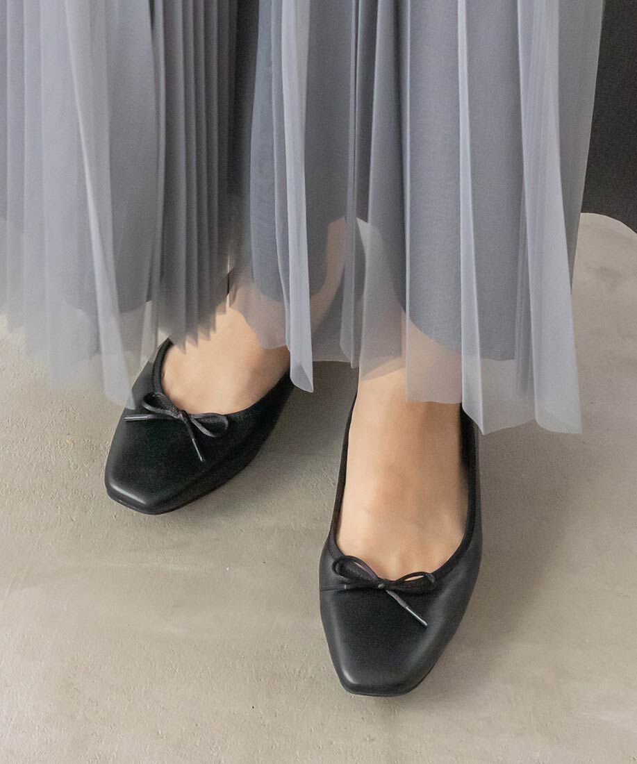  「スクエアトゥバレエシューズ」|パンプス|