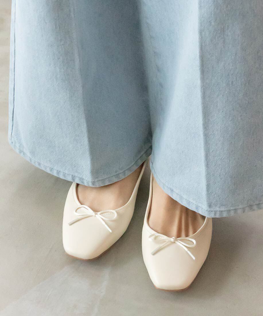  「スクエアトゥバレエシューズ」|パンプス|