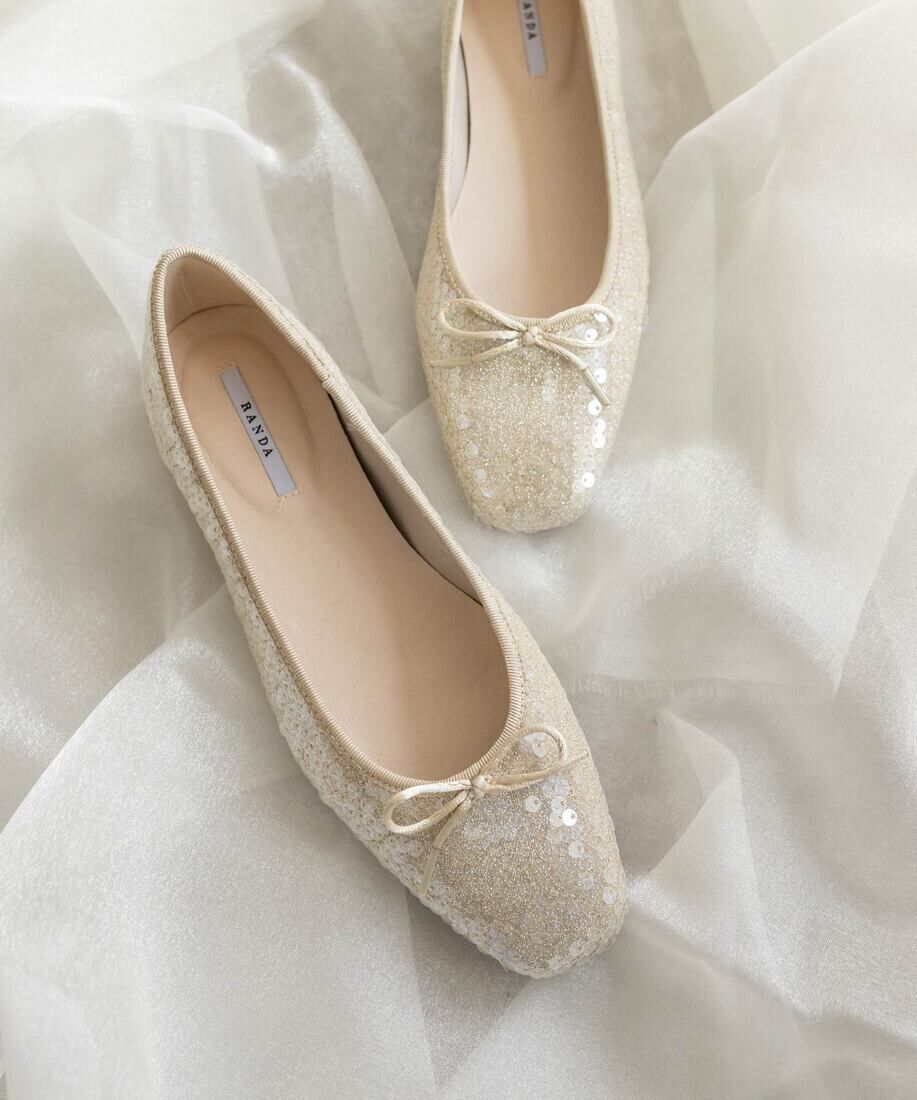  「スクエアトゥバレエシューズ」|パンプス|ゴールド