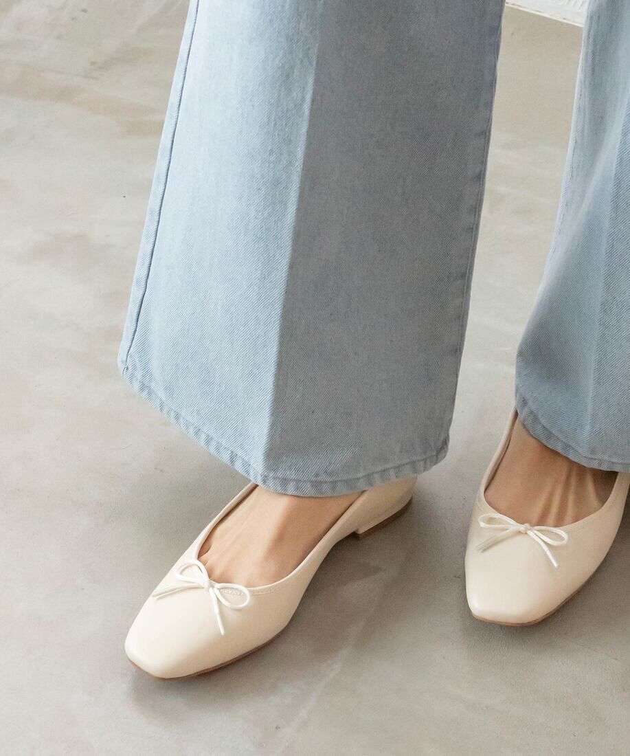  「スクエアトゥバレエシューズ」|パンプス|アイボリー