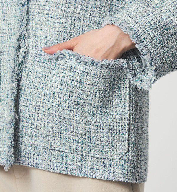 UNITED ARROWS green label relaxing「［size SHORTあり］ミックス ツイードライク ポケット ノーカラー ジャケット」|ノーカラージャケット|