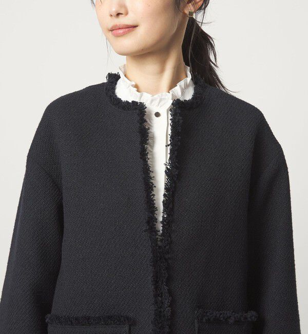 UNITED ARROWS green label relaxing「［size SHORTあり］ミックス ツイードライク ポケット ノーカラー ジャケット」|ノーカラージャケット|