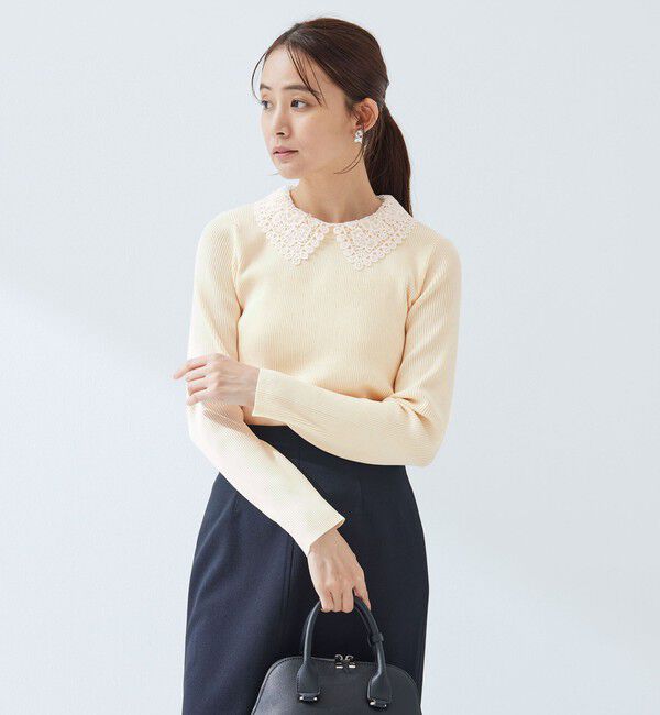 UNITED ARROWS green label relaxing「リブ エリレース 2WAY ニット プルオーバー ウォッシャブル」|ニット・セーター|