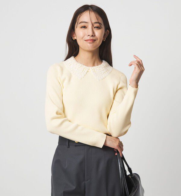 UNITED ARROWS green label relaxing「リブ エリレース 2WAY ニット プルオーバー ウォッシャブル」|ニット・セーター|