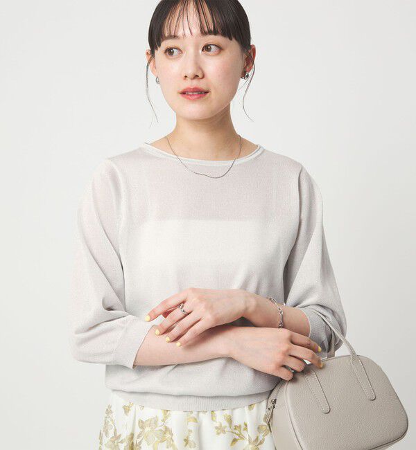 UNITED ARROWS green label relaxing「ラメ 6分袖 ニット プルオーバー」|ニット・セーター|LT.GRAY